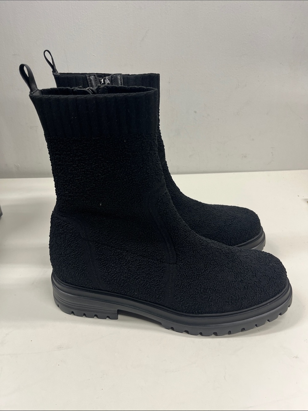 NWT Vaneli Cipria Zenon Stretch Knit Lug Sole Boots in Black Size 11